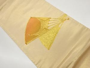 リサイクル　金駒刺繍扇に鶴模様袋帯